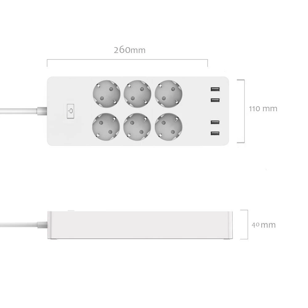 WiFi Smart power Strip EU Plug Защита от перенапряжения 6 розеток С usb-портом переключатель дистанционного управления совместимый с Alexa Google Assistant