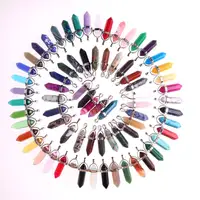 100pcs Fashion Women Jewellry Hexagonal Column Bullet Pendants Natural Stone Quartz Crystal Pendant Necklace For Jewelry Making 1