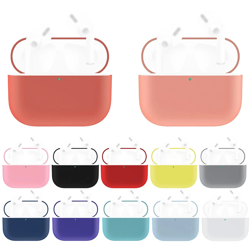 Beautiful solid color earphone case For AirPods Pro 2019 Wireless Charging Case Silicone Protective Cover Skin 1102#B