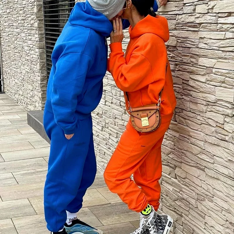 100% Cotton Men Lightweight Sportswear Suit Sports Hoodie+Sweatpants Two Piece Set New Spring Couple Casual Joggers Streetwear | Мужская