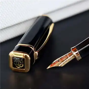 

Hero 979 Fountain Pen Square Cap Metal Ink Pen Golden Plates Clip Iridium Fine Nib Stationery Office school supplies Writing