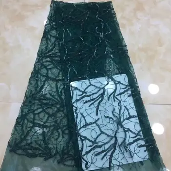 

High Quality African Lace Fabric sequins green French Lace Fabric Tulle Sequins Nigerian Lace Fabric For Wedding Dress