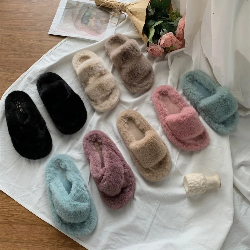 

Online Celebrity Celebrity Style Fashion Plush Slipper Women's Outer Wear 2019 Autumn New Style Fluffy Versatile Autumn And Wint