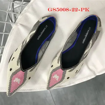 

2020 Pointed Toe Flats Ladies Flat Shoes Ballet Breathable Knit Mocasines De Mujer Leopard Bailarinas De Mujer Loafers Autumn