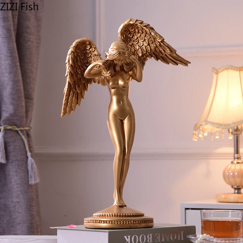 Скандинавские Творческие смолы ангел женщина крыло ремесла украшения Современные Декорации для дома скульптура персонажа миниатюрные фигурки