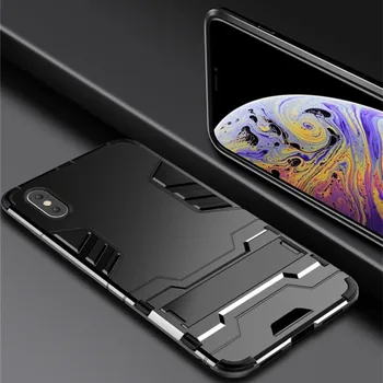 

50PCS Luxury Stand Armor Phone Holder Case For iPhone XR X XS Max 8 7 Plus 6 6S SE 5 5S Hybrid TPU+Hard PC ShockProof Back Cover