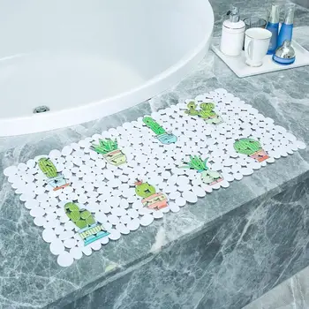 

70cm x 36cm PVC Suction Cup Non-slip Waterproof Kitchen Bathtub Foot Mat Foldable Stylish Cobblestone Bathroom Bath Shower Pad