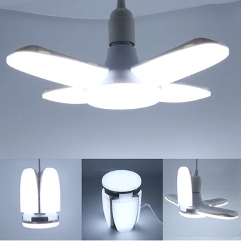 

85-265V Led Bulb E27 28W 50W Foldable Fan Blade Led Light Lampada Angle Adjustable For Home Garage Lighting
