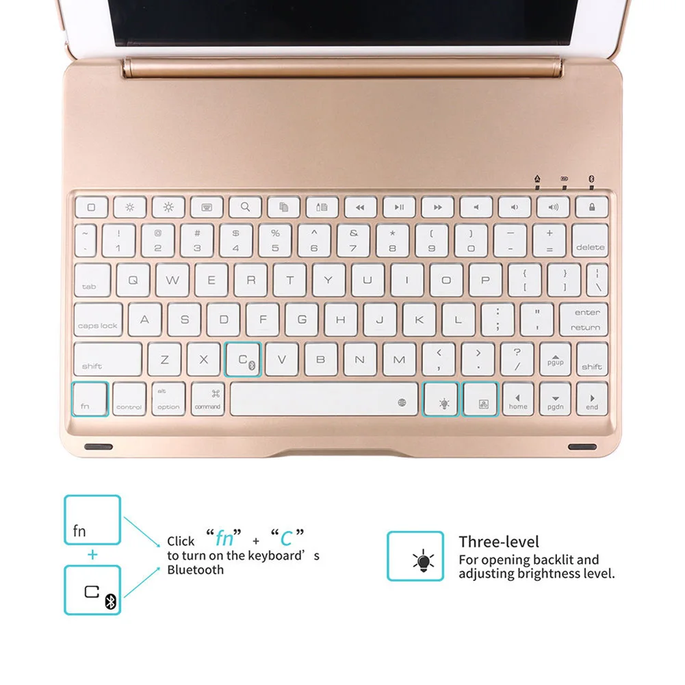 Алюминиевая Bluetooth клавиатура Folio чехол для iPad Air 2 iPad Pro 9,7 дюйма LFX-ING