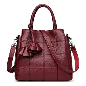 

Handbags Women Bags Designer Genuine Leather handbags Women Shoulder Bag Female crossbody messenger bag sac a main(Red wine)