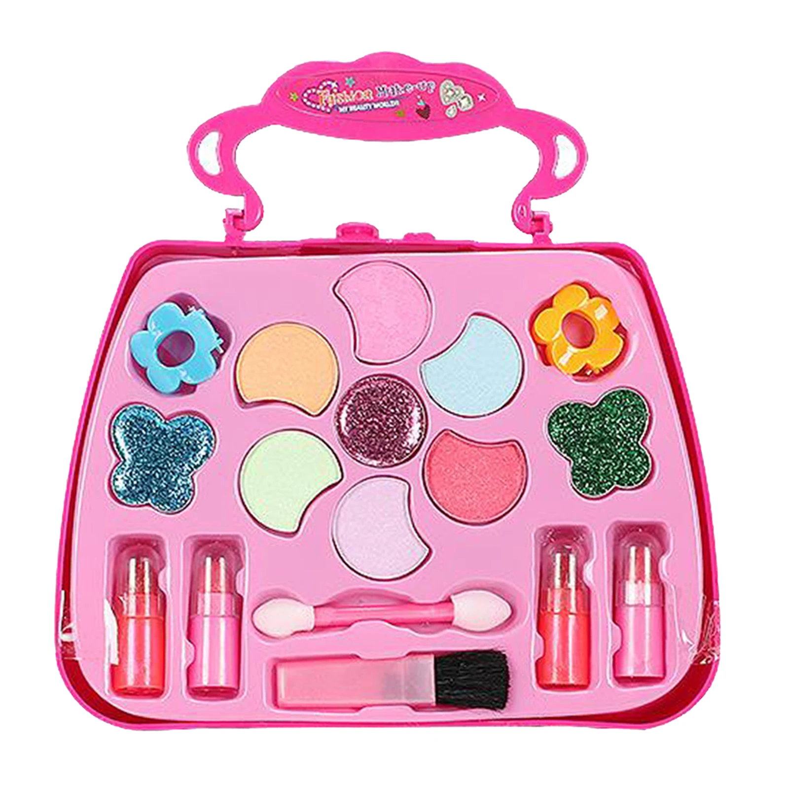 Safe Princess Girls Makeup Toys Set Eco-Friendly Cosmetic Pretend Play Kit Beauty Makeup Box Bag Princess Toy Kids Birthday Gift