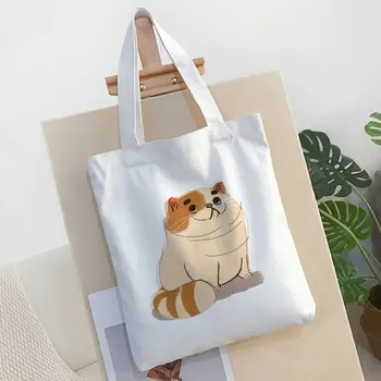 

Cute Fat Cat Funny Cartoon Printed Shoulder Canvas Bags Harajuku Large Capacity Messenger Bag Summer New Tote Ulzzang Women Bag