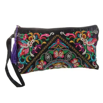 

New Women Wallet Embroider Purse Clutch Mobile Phone Bag Coin Bag-butterfly flower