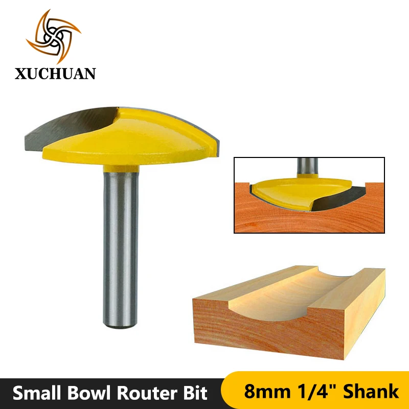 

Small Bowl Router Bit Cleaning Bottom Router Bit 8mm 1/4" Shank Woodworking Engraving Tools Tungsten Router Bit Wood Mill Cutter