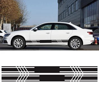 

2Pcs Car Stickers Stripe Side Large Graphic Vinyl Film Racing Sports Stickers Universal Black Car Decoration Accessories