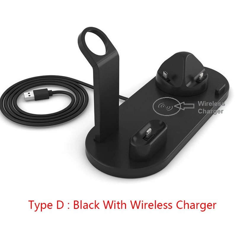 Новейшая 3 в 1 Зарядная подставка для iPhone Airpods Apple Watch micro type-c телефон Вращающийся зарядная подставка многофункциональная - Тип штекера: Type D