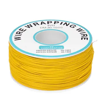 

PCB Solder Yellow Flexible 0.25mm Core Dia 30AWG Wire Wrapping Wrap 820Ft