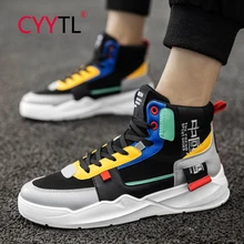 

CYYTL 2021 Harajuku Vintage Sneakers for Men Breathable Mesh Casual Shoes High Top Colorful Fashion Sports Street Youth Tennis