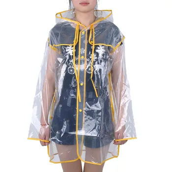 

PVC Transparent Rain Coat Vinyl Waterproof Raincoat Home Outdoor Travel Runway Hooded Poncho Rain Coats Ladies Rainwear