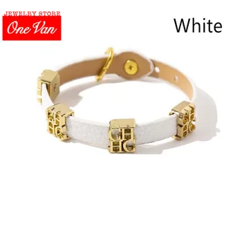 

OneVan Leather Letter CH Bangles For Women Fashion Gothic Punk Style Bracelets Single Loop Handmade Charm Bangle Gift