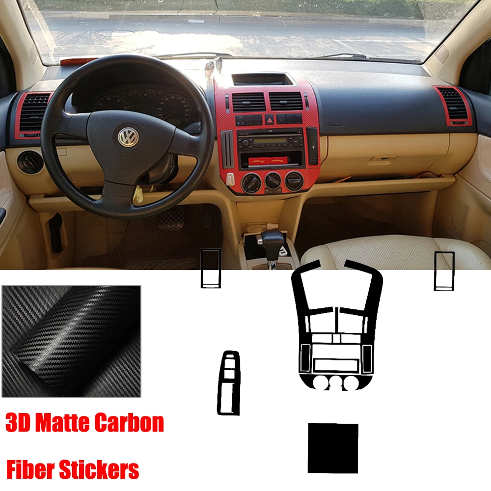 

Full Set Interior Carbon Fiber Center Console Durable Wrap Protector Vinyl Decoration Sticker For VolksWagen VW Polo 2002-2011
