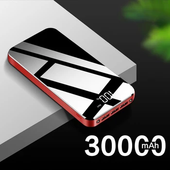 

Mirror Screen Powerbank 30000mAh Ultra Thin Mini Portable Power Bank 3USB output Fast Charger for iphone 11 X with flashlight