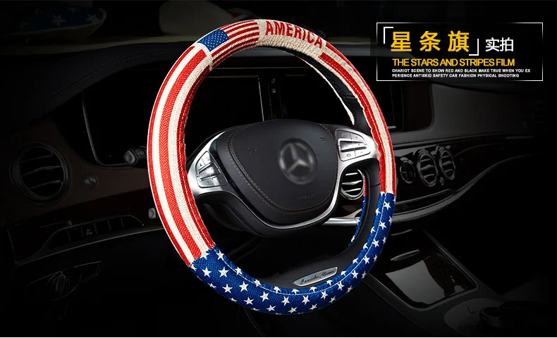 Стиль Union Flag автомобильный чехол на руль четыре сезона универсальный имитация льна автомобильный мультяшный чехол внутренняя отделка автомобиля Su
