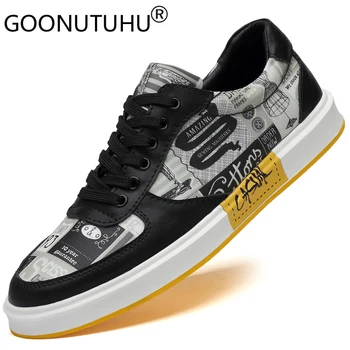 

2019 new fashion men's shoes casual genuine leather male flats sneakers classic white black shoe man nice platform shoes for men