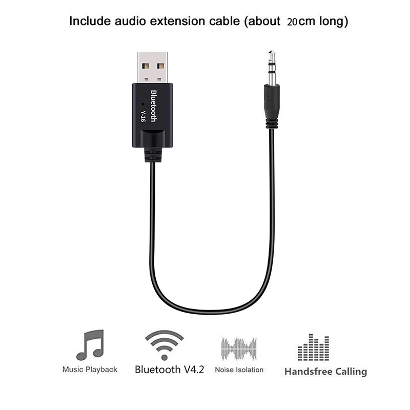 Bluetooth приемник USB аудио приемник Bluetooth 4,2 ключ 3,5 мм AUX Jack беспроводной автомобильный музыкальный передатчик Кабель-адаптер