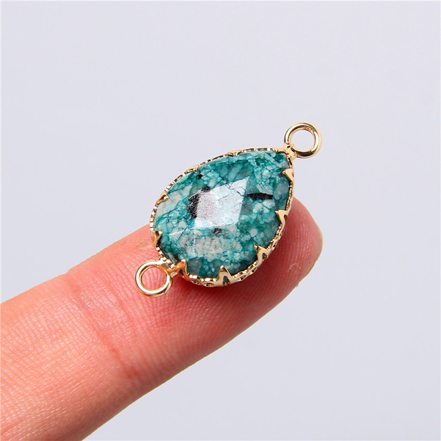 2 Hole Natural Crystal Gem Stone Connector Pendant Charm For Diy Necklace Earring Bracelet Jewelry Making 5pcs 26-13mm