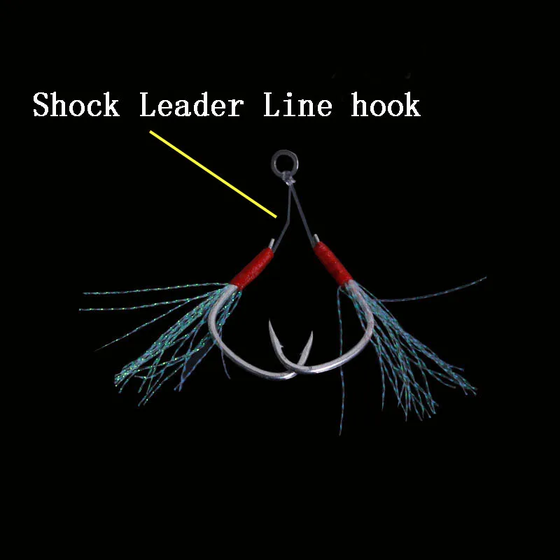 1Pair/lot Assist Hook 2/0 3/0 Shock Leader Line Thread Double