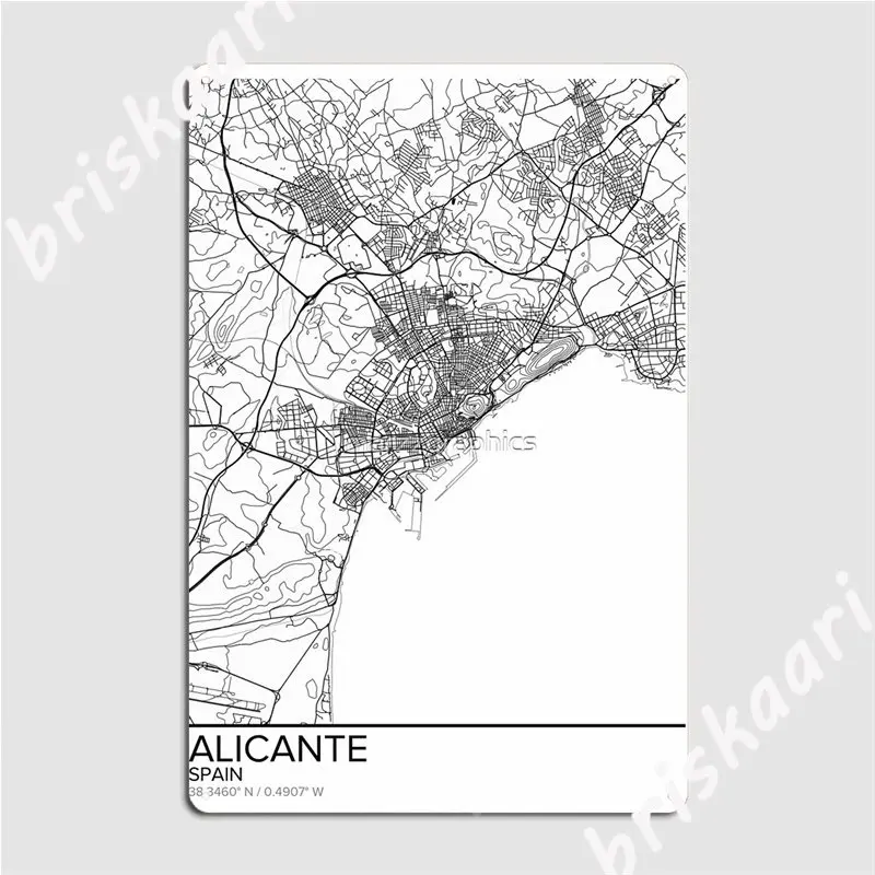 Mappa Di Alicstampa Poster Wall Art Home And Nursery Targhe In Metallo Adesivo Club Bar Crea Targhe Targhe In Metallo Poster