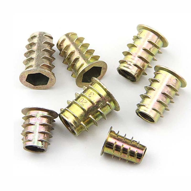 10Pc Metal Hexagon Hex Socket Head Embedded Insert Nut M4 M5 M6 M8 E-Nut for Wood Furniture Inside and Outside Thread Zinc-alloy