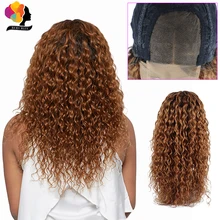 T1B 30 блонд 4*4 парик шнурка Закрытие бразильская холодная завивка человеческие волосы парики для черных женщин 180 плотность кружева Закрытие парики Remy