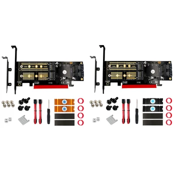 

Upgrade Version 3 in 1 Msata and M.2 NGFF NVME SATA SSD to PCI-E 4X and SATA3 Adapter with Cooling Heat Heatsink