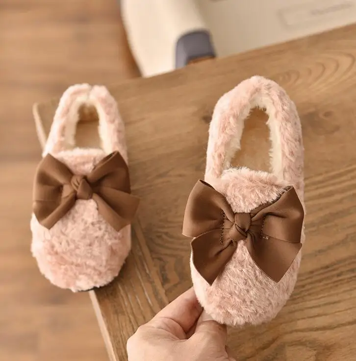 Fashion Child Casual Shoes Baby Girls Warm Boots Kids Running Shoes Brand Sport Princess Snow Shoes Child Bow Sneakers - Цвет: picture color