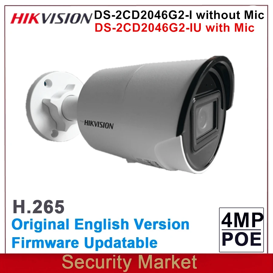 Оригинальная Hikvision Новое поступление 4MP DS-2CD2046G2-I и DS-2CD2046G2-IU AcuSense IP IR POE Мини