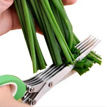 

wholesale 10PCS Minced 5 Layers Multifunctional Kitchen scissor Shredded Chopped Scallion Cutter Herb Laver Spices Cook Tool cut