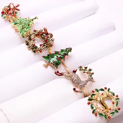 1PC Metal Christmas Napkin Ring Xmas Decor Napkin Holder Reindeer Horn Napkin Buckle Wedding Home Hotel Dinnnig Table Decoration