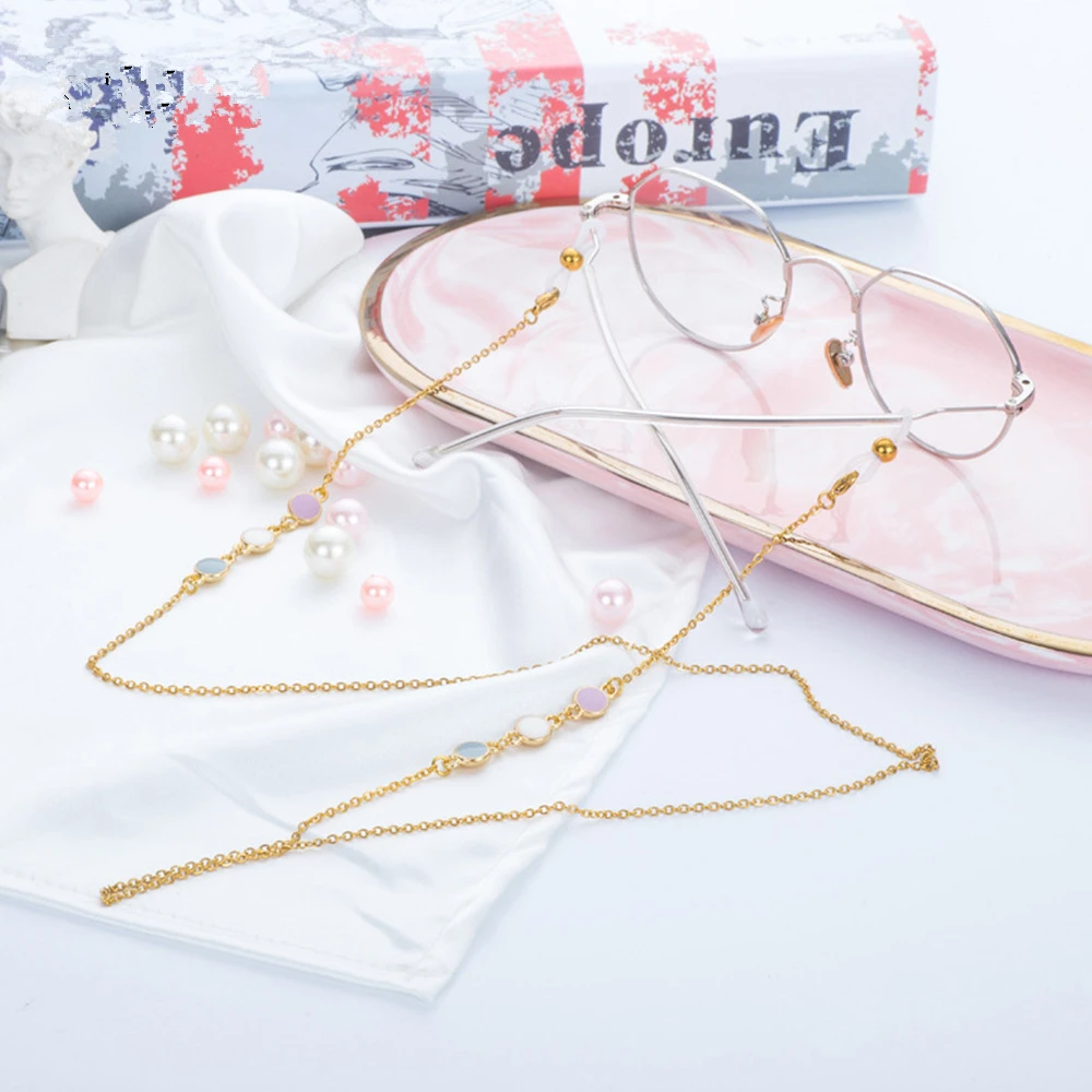 

Gold Plated Titanium Steel Chain Eyeglasses Chains For Reading Glasses Cord Three-color Drip Oil Sunglasses Chain New Arrival