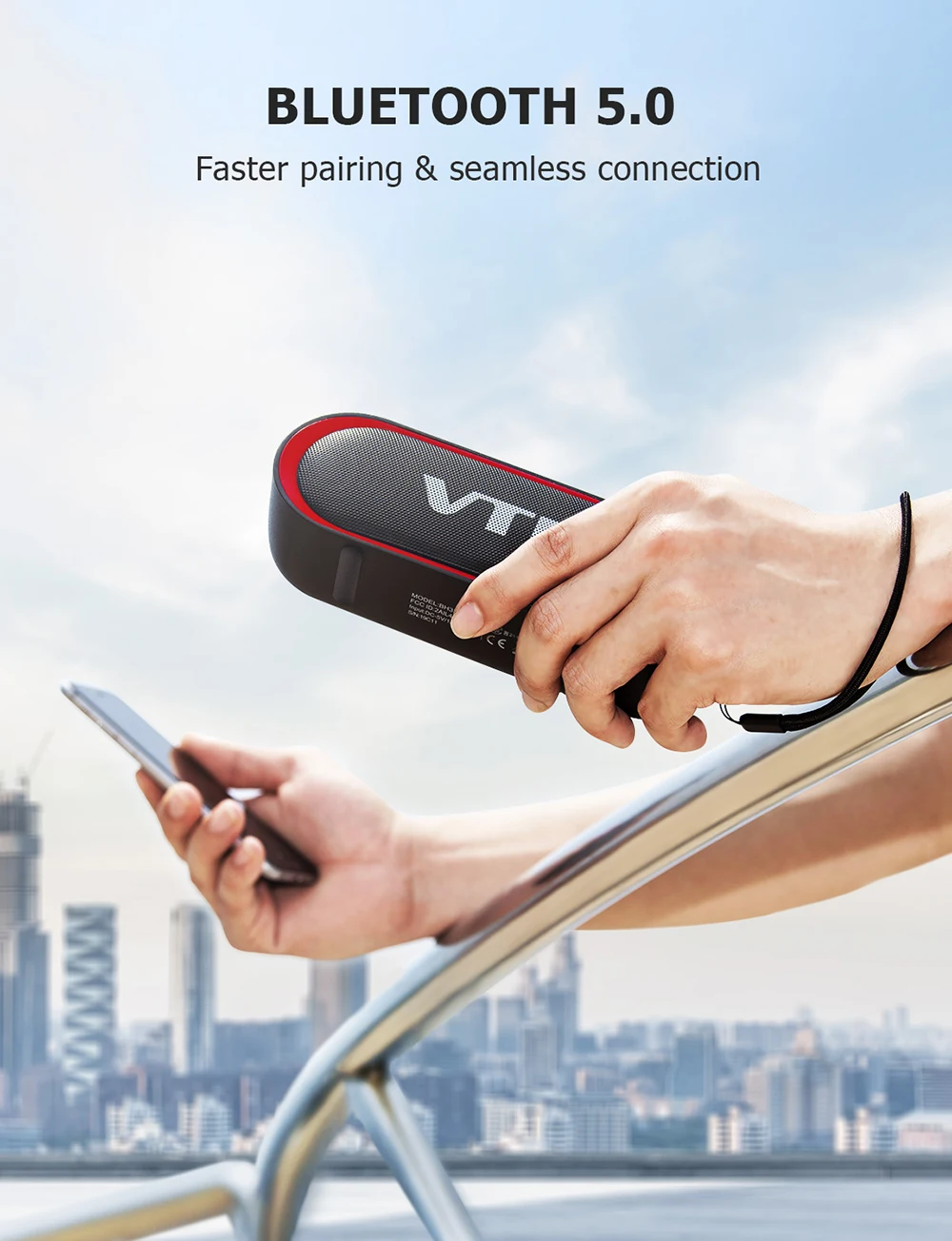 VTIN BH338 Bluetooth 5.0 Speaker IPX5 Waterproof Portable Wireless Speaker With Powerful Bass 24H Playtime For Xiaomi iPhopne PK Anker JBL Mifa Tronsmart Speaker (3)