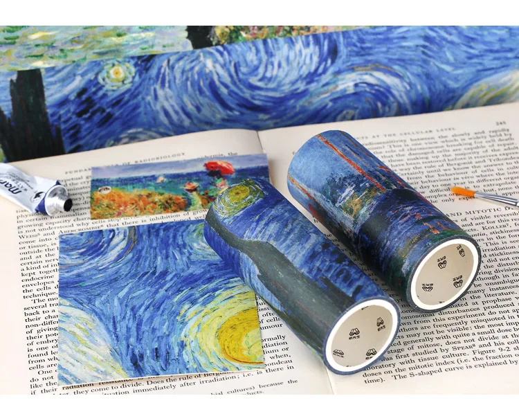 10 см креативный Ван Гог монет серия пуля журнал васи клейкая лента DIY Скрапбукинг наклейка этикетка маскирующая лента