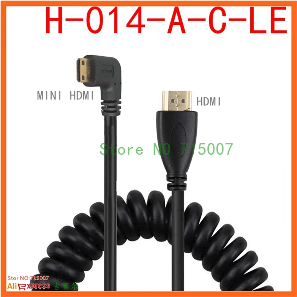 0,5 м/1,5 м HDMI к правый и левый Угол Mini HDMI и Micro HDMI кабель со штыревыми соединителями на обоих концах для подключения стрейч витая пружина гибкий кабель с ПВХ изоляцией V1.4 DSLR