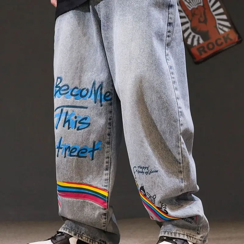 Rainbow Jeans Men Funny Blue Pants 