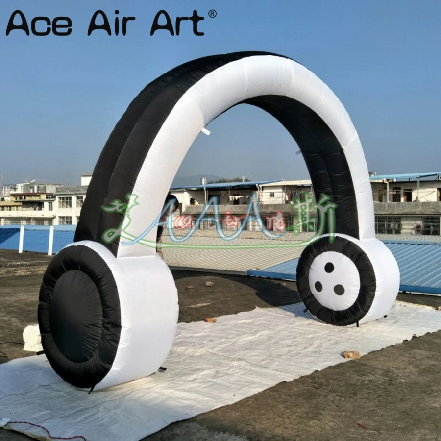  4.2m high 3m width large inflatable headphone earphone replicas archway for advertising/music event
