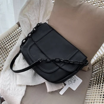 

Foreign air soft bag female 2019 new Messenger bag large capacity fashion simple retro Hong Kong style shoulder bag
