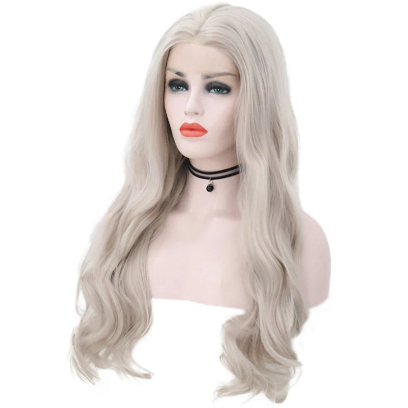 RONGDUOYI светильник, серый, длинные волнистые синтетические парики на кружеве для женщин, матовые серые волосы из теплового волокна, сменные волосы, завязанные вручную парик
