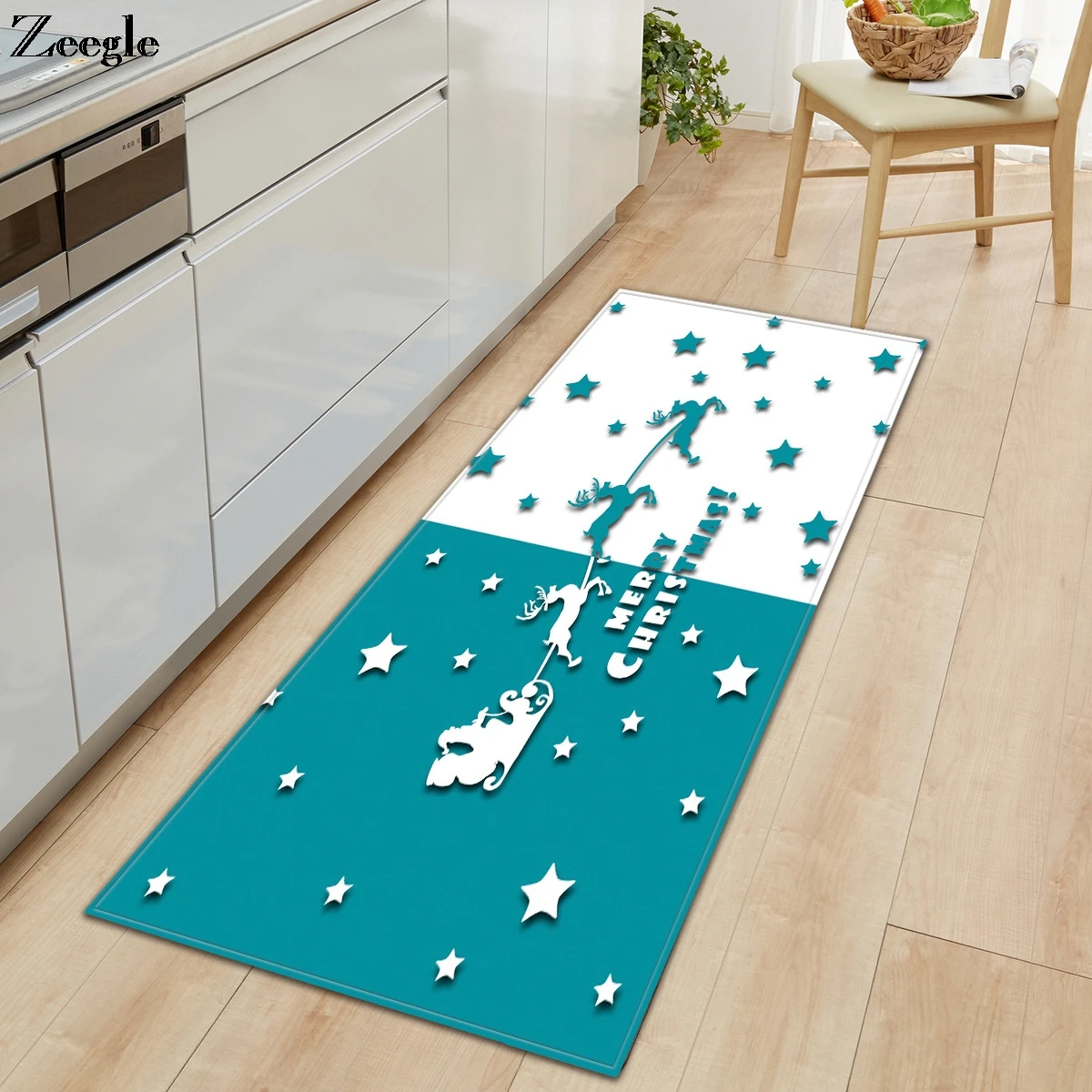 Zeegle Christmas Carpet for Home Decoration Non-Slip Kitchen Rug Long Rectangle Floor Rug Hallway Carpet Soft Bedside Carpet Mat