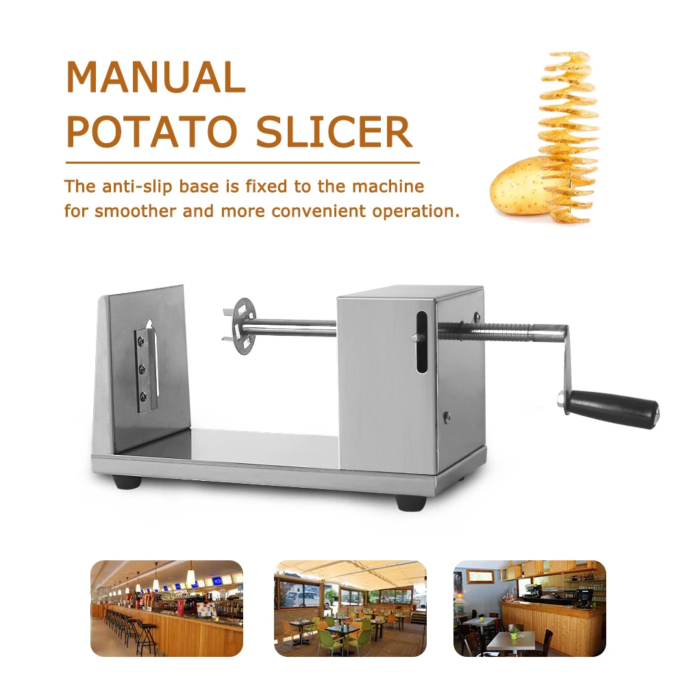 ITOP Stainless Steel Potato Spiral Slicer Manual Potato Tower Machine Potato Twisted Cutter Slicer Vegetable Tools With 2 Blades