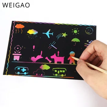 

50pcs Rainbow Magic Scratch Paper set Scratch Painting Paper Art Crafts kindergarten Chindren kids Drawing Toys birthday gift